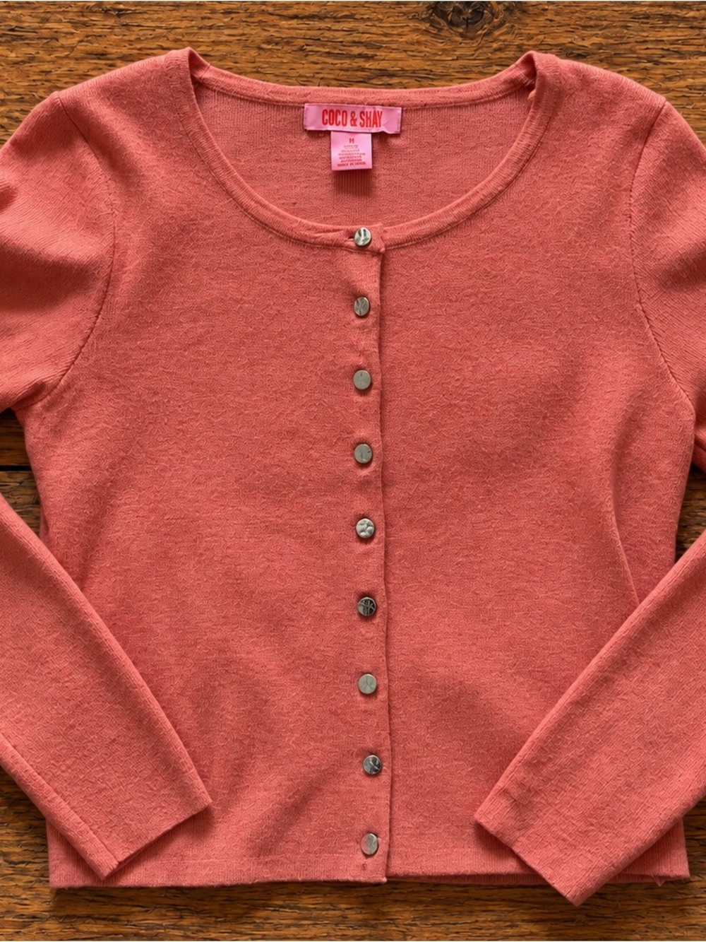 Coral Button-Front Women's Sweater